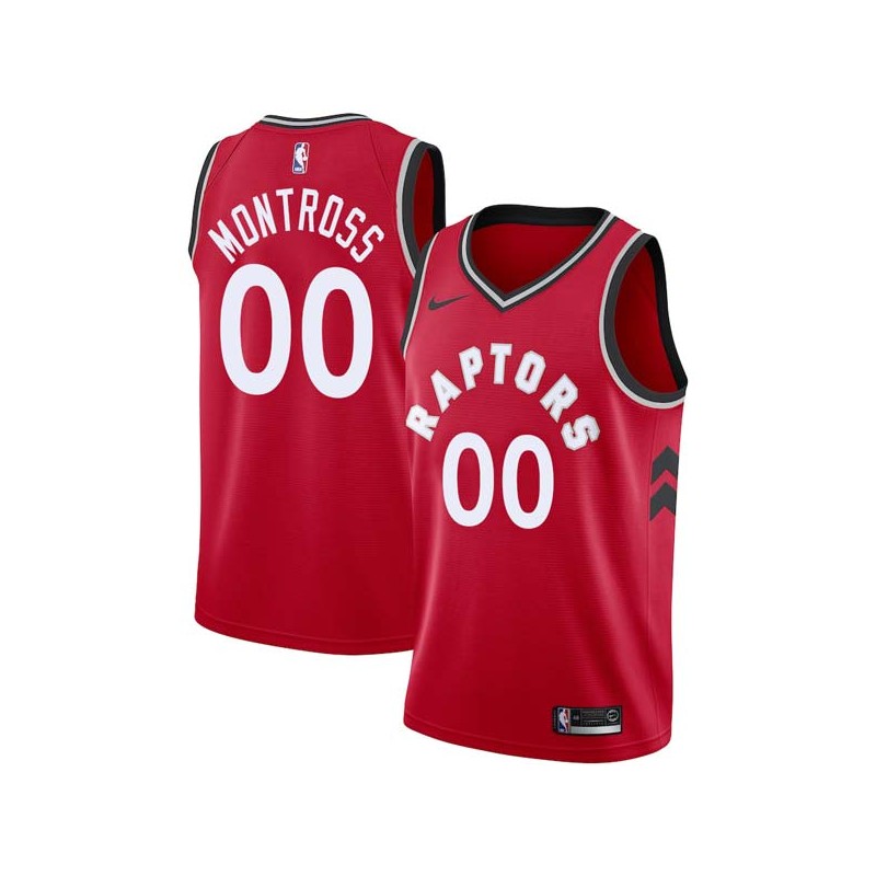 Red Eric Montross Twill Basketball Jersey -Raptors #00 Montross Twill Jerseys, FREE SHIPPING