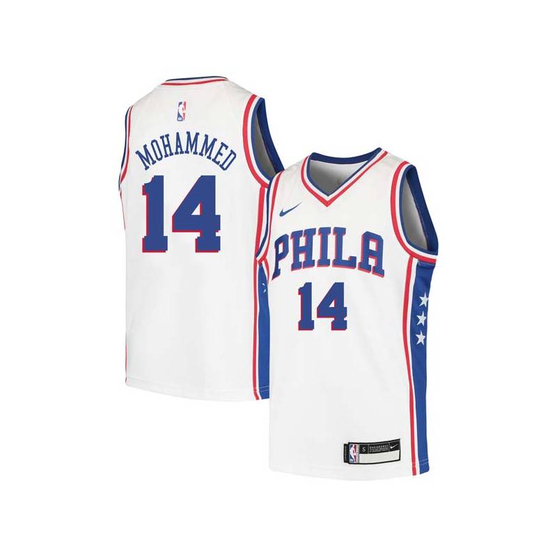 White Nazr Mohammed Twill Basketball Jersey -76ers #14 Mohammed Twill Jerseys, FREE SHIPPING