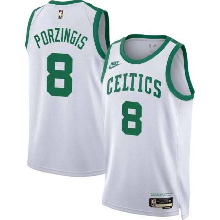 White Classic Kristaps Porzingis Celtics #8 Twill Jersey