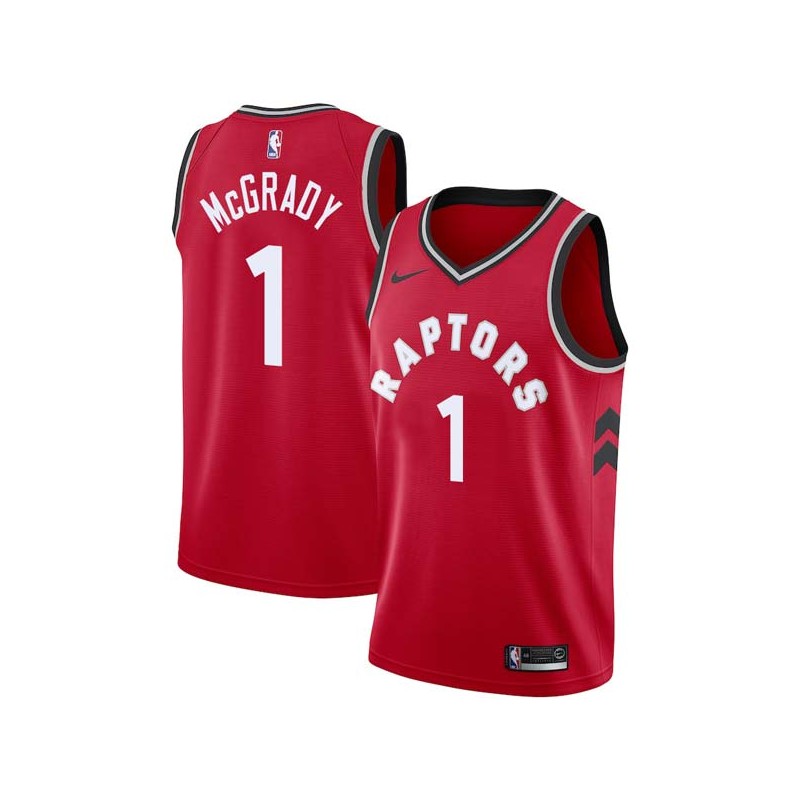 Red Tracy McGrady Twill Basketball Jersey -Raptors #1 McGrady Twill Jerseys, FREE SHIPPING