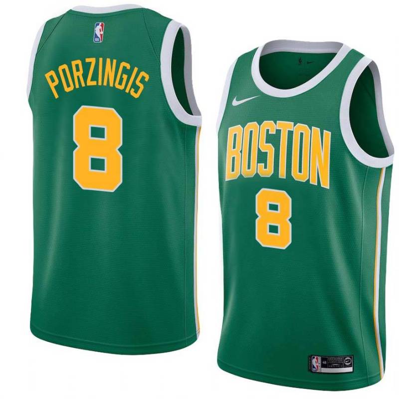 Green_Gold 2018-19 Earned Kristaps Porzingis Celtics #8 Twill Jersey