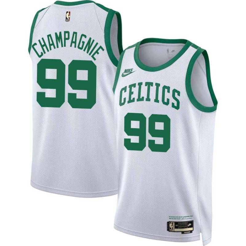 White Classic Justin Champagnie Celtics #99 Twill Jersey
