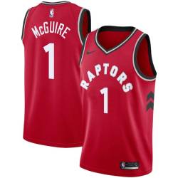 Red Dominic McGuire Twill Basketball Jersey -Raptors #1 McGuire Twill Jerseys, FREE SHIPPING