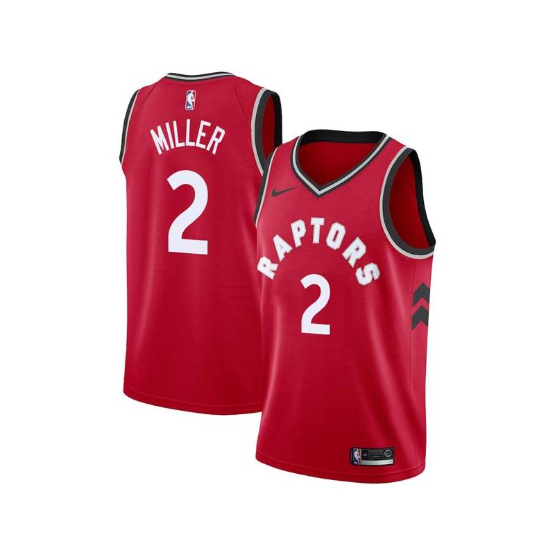 Red Oliver Miller Twill Basketball Jersey -Raptors #2 Miller Twill Jerseys, FREE SHIPPING