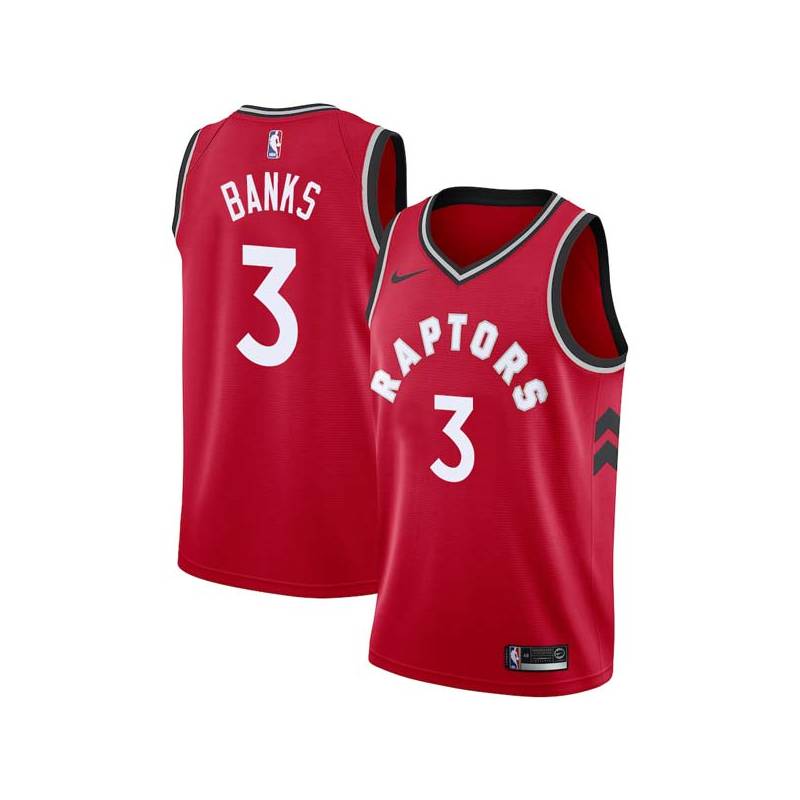 Red Marcus Banks Twill Basketball Jersey -Raptors #3 Banks Twill Jerseys, FREE SHIPPING