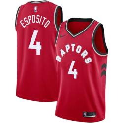 Red Vincenzo Esposito Twill Basketball Jersey -Raptors #4 Esposito Twill Jerseys, FREE SHIPPING