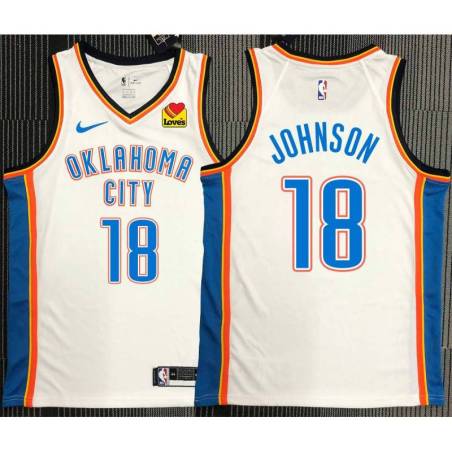 White with LOVES Sponsor Patch Keyontae Johnson Thunder Twill Jersey Oklahoma City OKC #18