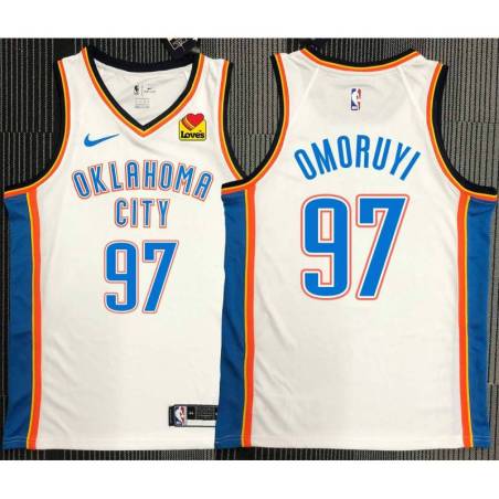 White with LOVES Sponsor Patch Eugene Omoruyi Thunder Twill Jersey Oklahoma City OKC #97