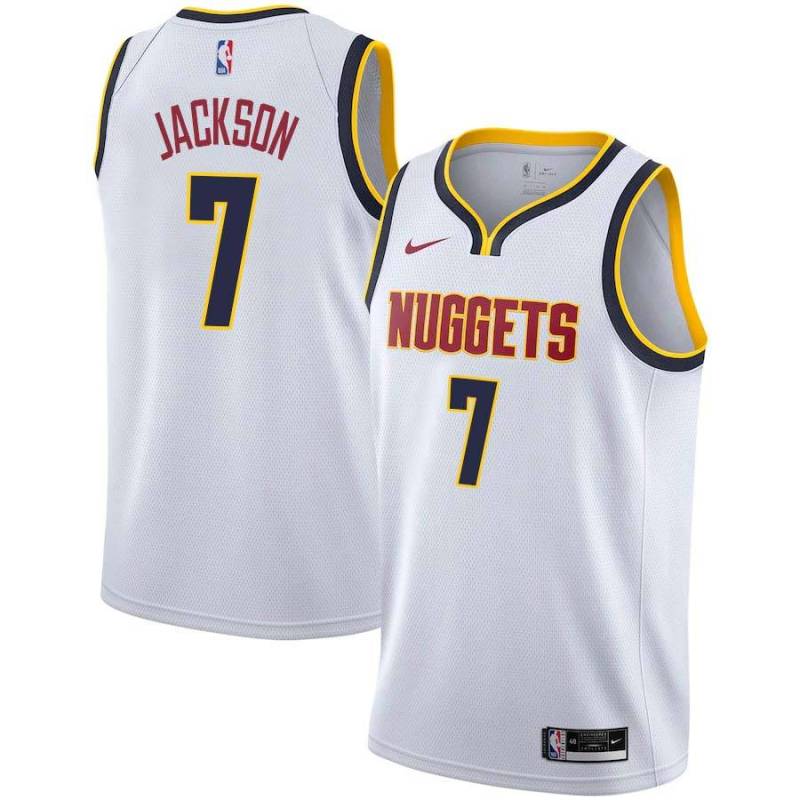 White Reggie Jackson Nuggets Twill Jersey Denver #7