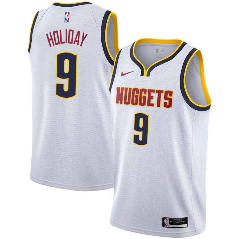 White Justin Holiday Nuggets Twill Jersey Denver #9