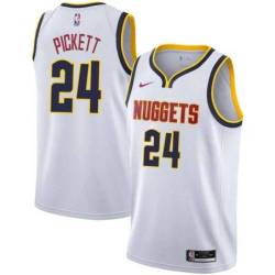 White Jalen Pickett Nuggets Twill Jersey Denver #24