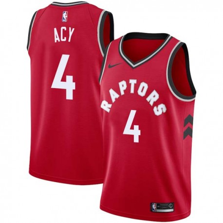 Red Quincy Acy Twill Basketball Jersey -Raptors #4 Acy Twill Jerseys, FREE SHIPPING