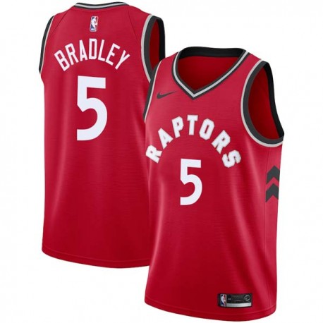 Red Michael Bradley Twill Basketball Jersey -Raptors #5 Bradley Twill Jerseys, FREE SHIPPING