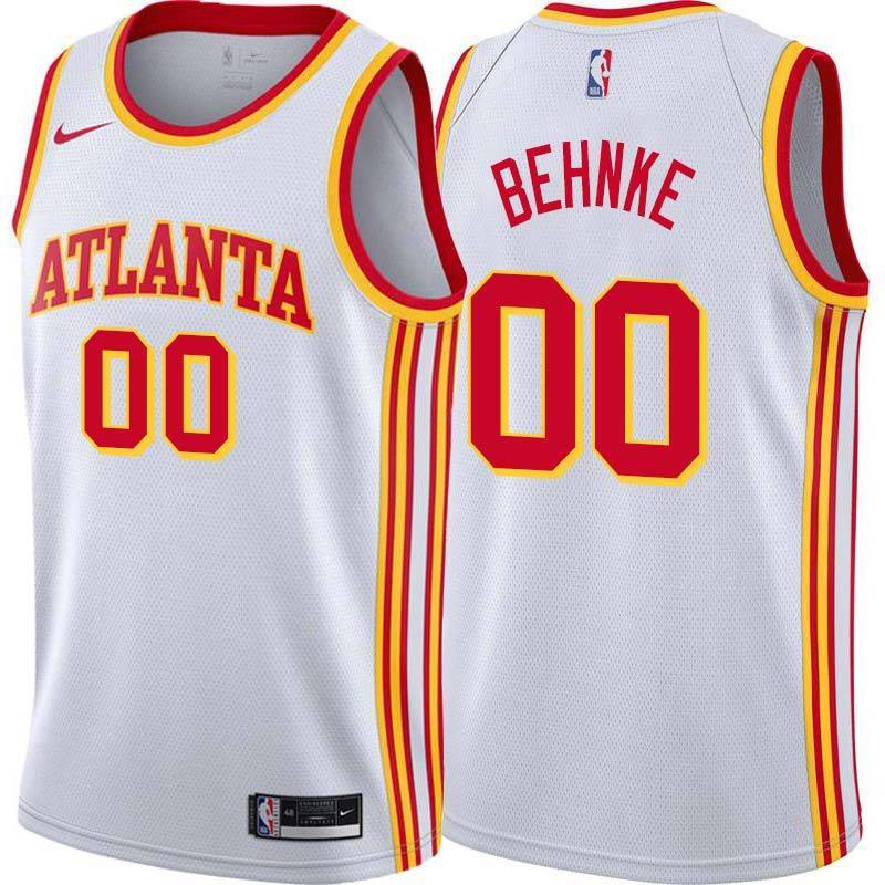 White Elmer Behnke Hawks Twill Jersey Atlanta #00