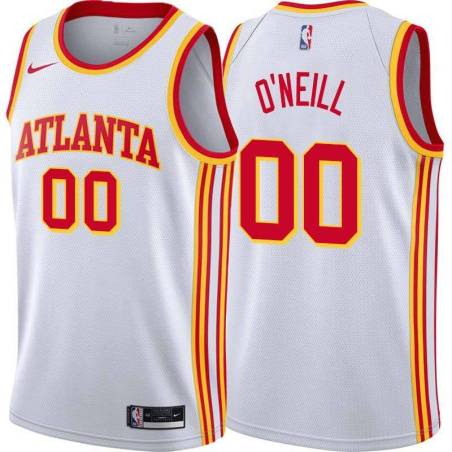 White Mike O'Neill Hawks Twill Jersey Atlanta #00