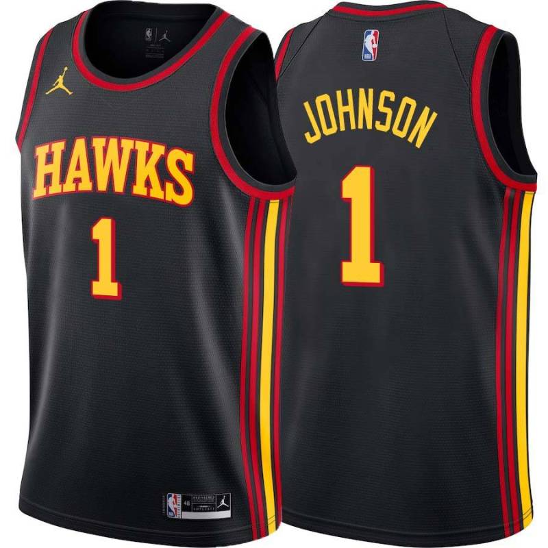 Black Jalen Johnson Hawks Twill Jersey Atlanta #1