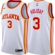 White Aaron Holiday Hawks Twill Jersey Atlanta #3