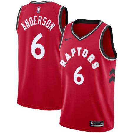 Red Alan Anderson Twill Basketball Jersey -Raptors #6 Anderson Twill Jerseys, FREE SHIPPING