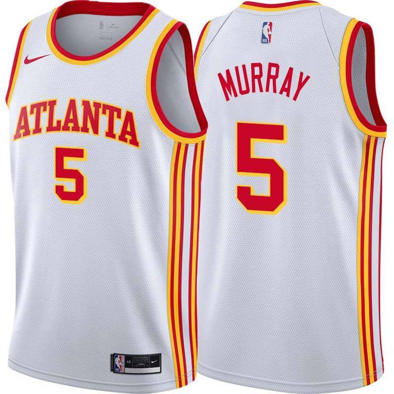 White Dejounte Murray Hawks Twill Jersey Atlanta #5