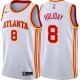 White Justin Holiday Hawks Twill Jersey Atlanta #8