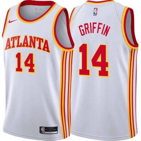 White AJ Griffin Hawks Twill Jersey Atlanta #14
