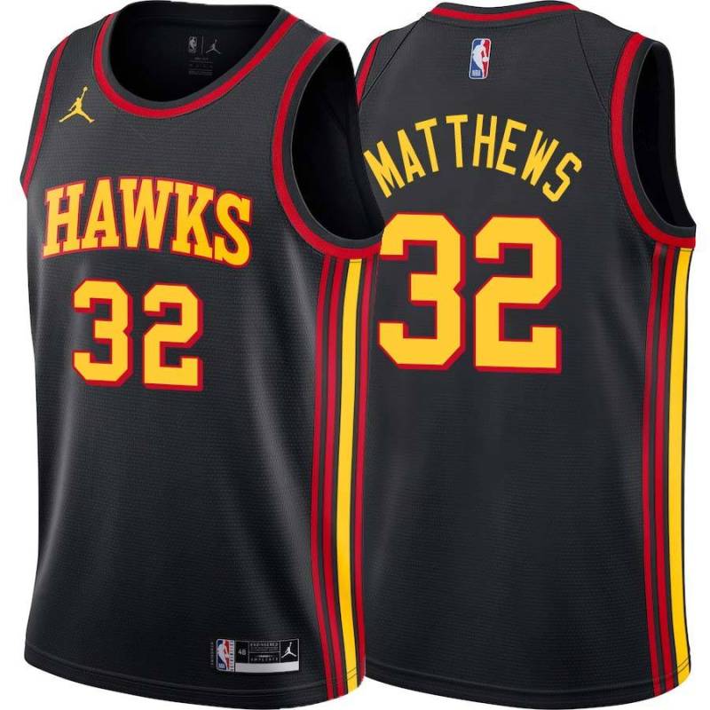 Black Wesley Matthews Hawks Twill Jersey Atlanta #32