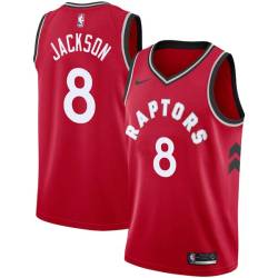 Red Jermaine Jackson Twill Basketball Jersey -Raptors #8 Jackson Twill Jerseys, FREE SHIPPING