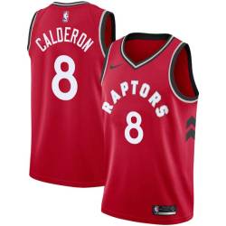 Red Jose Calderon Twill Basketball Jersey -Raptors #8 Calderon Twill Jerseys, FREE SHIPPING