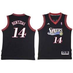 Black Throwback Efthimi Rentzias Twill Basketball Jersey -76ers #14 Rentzias Twill Jerseys, FREE SHIPPING