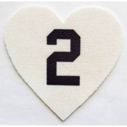 2 heart patch in honor of Gigi, Kobe Bryant's daughter Gianna Maria Onore Bryant. White heart with black block 2 in middle