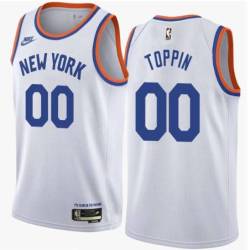 White Classic Jacob Toppin Knicks Twill Jersey