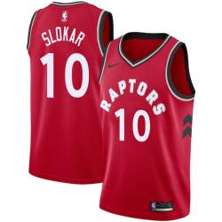 Red Uros Slokar Twill Basketball Jersey -Raptors #10 Slokar Twill Jerseys, FREE SHIPPING