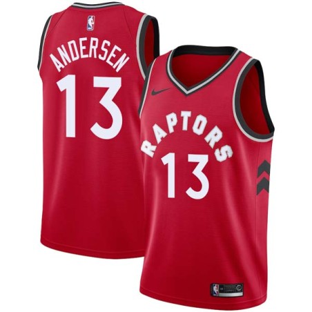 Red David Andersen Twill Basketball Jersey -Raptors #13 Andersen Twill Jerseys, FREE SHIPPING