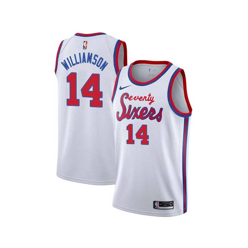 White Classic Corliss Williamson Twill Basketball Jersey -76ers #14 Williamson Twill Jerseys, FREE SHIPPING