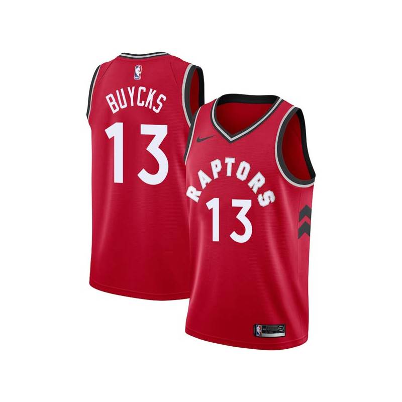 Red Dwight Buycks Twill Basketball Jersey -Raptors #13 Buycks Twill Jerseys, FREE SHIPPING