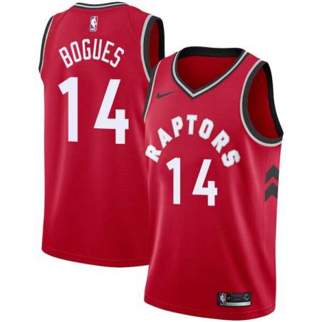 Red Muggsy Bogues Twill Basketball Jersey -Raptors #14 Bogues Twill Jerseys, FREE SHIPPING