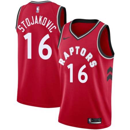 Red Peja Stojakovic Twill Basketball Jersey -Raptors #16 Stojakovic Twill Jerseys, FREE SHIPPING