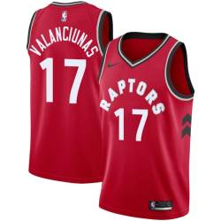 Red Jonas Valanciunas Twill Basketball Jersey -Raptors #17 Valanciunas Twill Jerseys, FREE SHIPPING