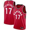 Red Jonas Valanciunas Twill Basketball Jersey -Raptors #17 Valanciunas Twill Jerseys, FREE SHIPPING