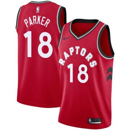 Red Anthony Parker Twill Basketball Jersey -Raptors #18 Parker Twill Jerseys, FREE SHIPPING