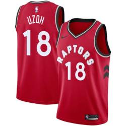 Red Ben Uzoh Twill Basketball Jersey -Raptors #18 Uzoh Twill Jerseys, FREE SHIPPING