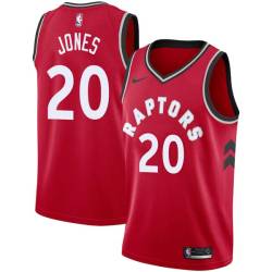 Red Fred Jones Twill Basketball Jersey -Raptors #20 Jones Twill Jerseys, FREE SHIPPING