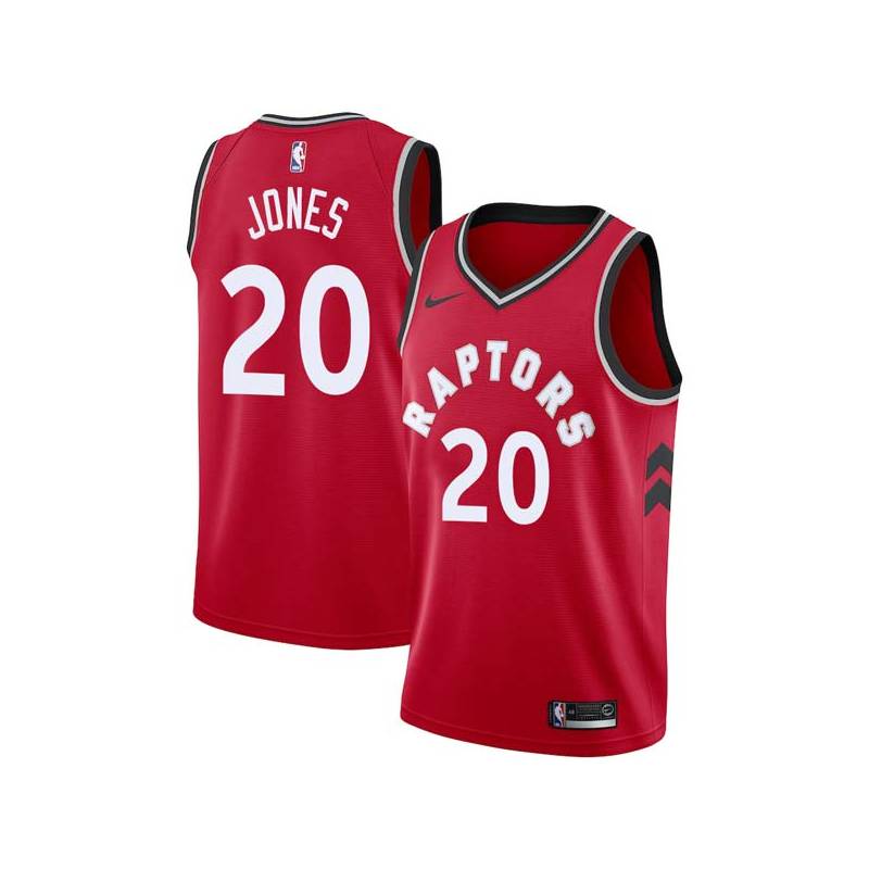 Red Fred Jones Twill Basketball Jersey -Raptors #20 Jones Twill Jerseys, FREE SHIPPING