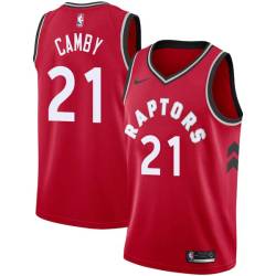 Red Marcus Camby Twill Basketball Jersey -Raptors #21 Camby Twill Jerseys, FREE SHIPPING