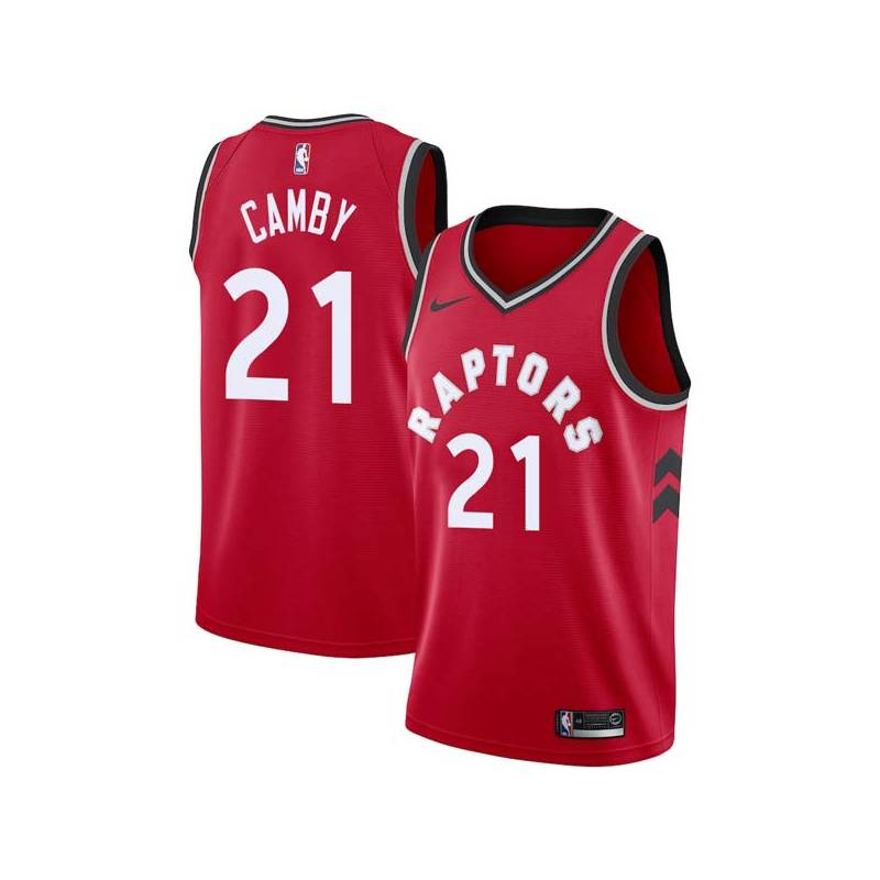 Red Marcus Camby Twill Basketball Jersey -Raptors #21 Camby Twill Jerseys, FREE SHIPPING