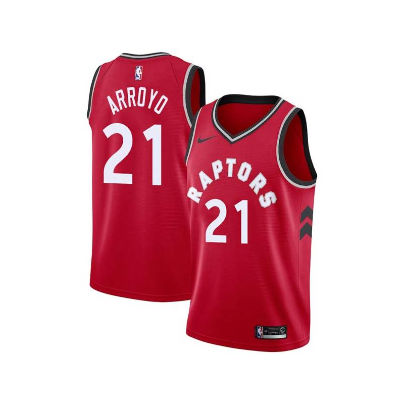 Red Carlos Arroyo Twill Basketball Jersey -Raptors #21 Arroyo Twill Jerseys, FREE SHIPPING