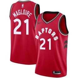 Red Jamaal Magloire Twill Basketball Jersey -Raptors #21 Magloire Twill Jerseys, FREE SHIPPING