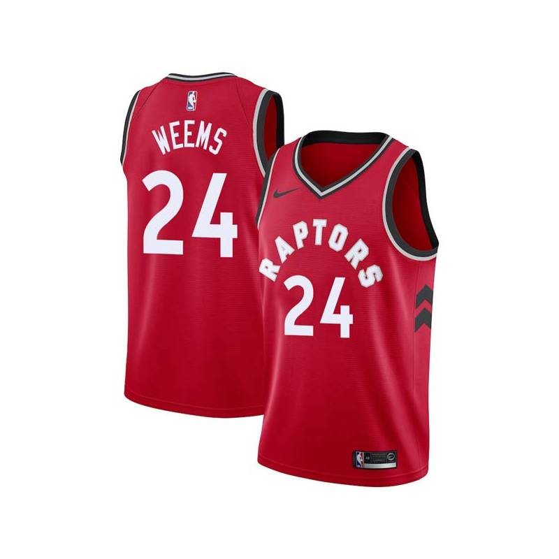 Red Sonny Weems Twill Basketball Jersey -Raptors #24 Weems Twill Jerseys, FREE SHIPPING