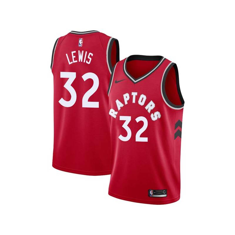 Red Martin Lewis Twill Basketball Jersey -Raptors #32 Lewis Twill Jerseys, FREE SHIPPING