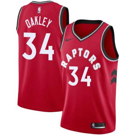 Red Charles Oakley Twill Basketball Jersey -Raptors #34 Oakley Twill Jerseys, FREE SHIPPING